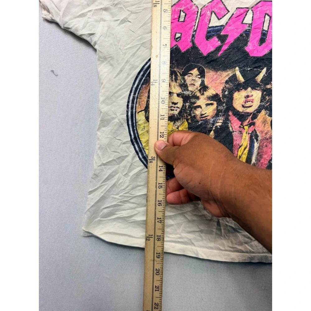 Cotton On AC/DC T-Shirt Kids Size 9-10 Off-White Excellent Highway to Hell Tour